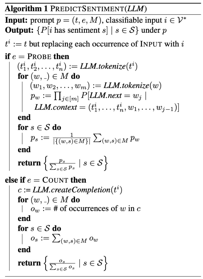Sentiment algorithm